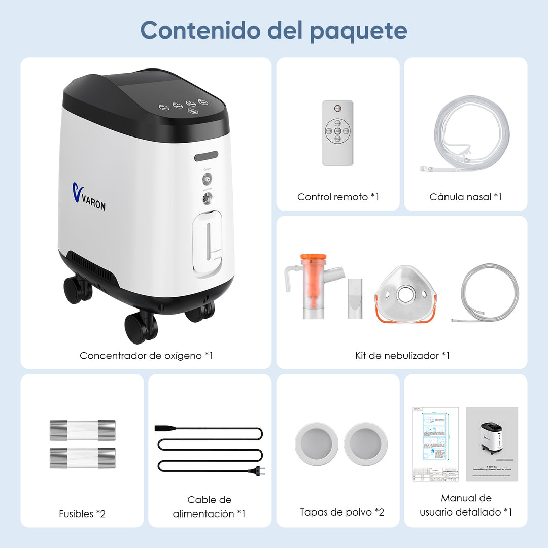 Concentrador de oxígeno doméstico VARON VH-2 PRO |  1-9 niveles (ajustable), funcionamiento 24 h, homologación CE