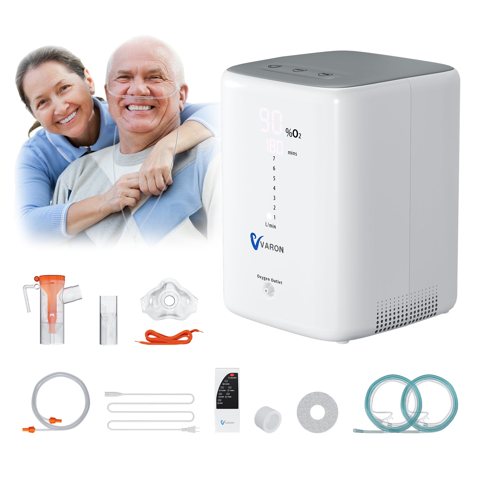 Concentrador de oxígeno doméstico VARON VH-3 | Terapia confortable de  1-7 niveles (ajustable), con certificación CE