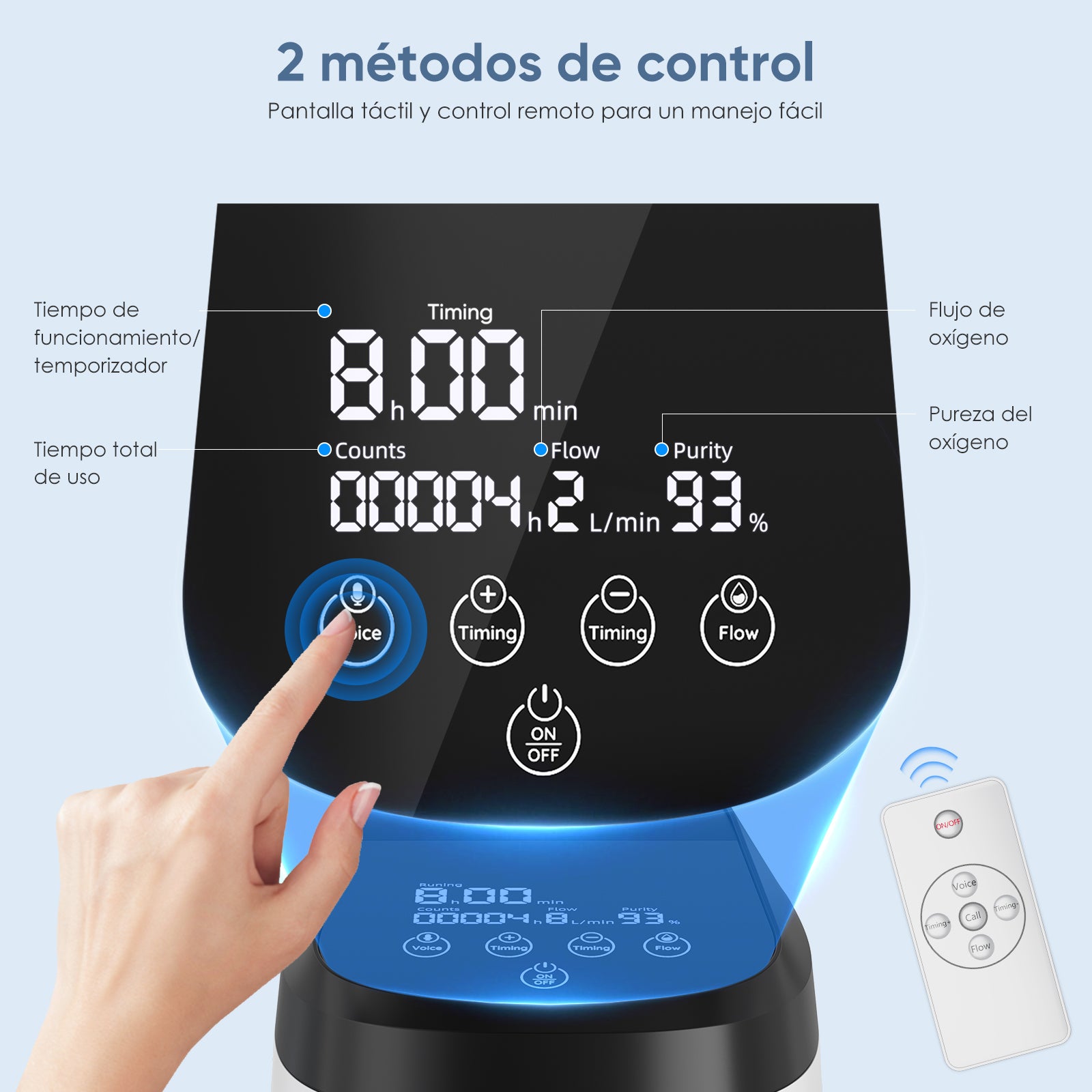 Concentrador de oxígeno doméstico VARON VH-2 PRO |  1-9 niveles (ajustable), funcionamiento 24 h, homologación CE