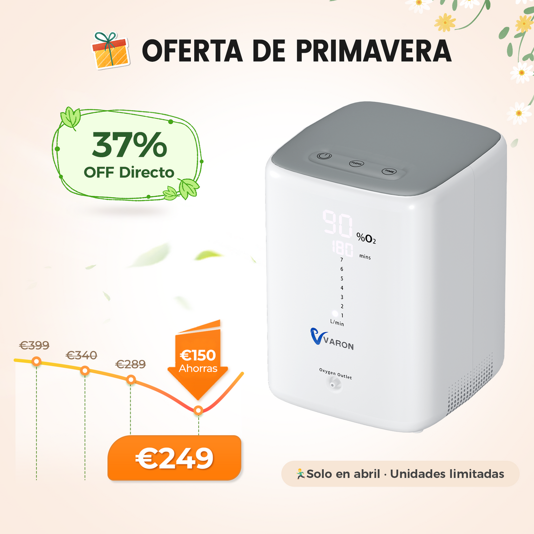 Concentrador de oxígeno doméstico VARON VH-3 | Terapia confortable de  1-7 niveles (ajustable), con certificación CE
