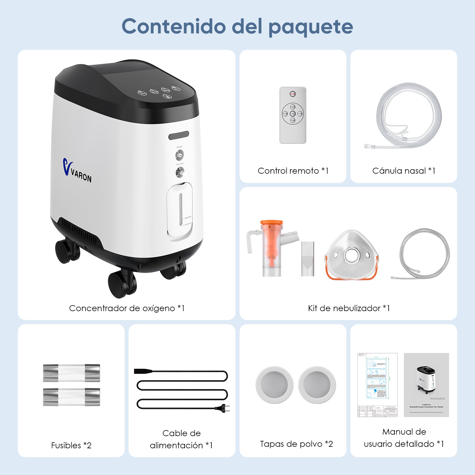 Concentrador de oxígeno doméstico VARON VH-2 PRO |  1-9 niveles (ajustable), funcionamiento 24 h, homologación CE