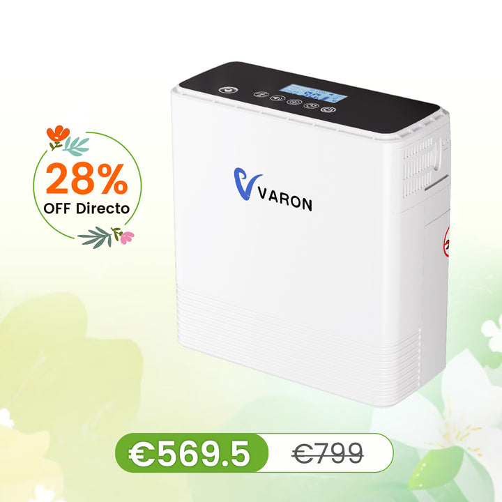 Concentrador de oxigeno portátil continuo VARON VP-6 | Caudal de  1-6 niveles (ajustable), homologado CE