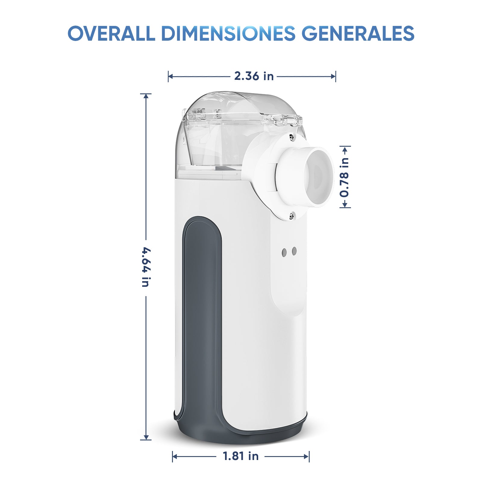 Las dimensiones del atomizador portátil VARON MY-132B son 1,81 pulgadas x 4,64 pulgadas x 2,36 pulgadas.