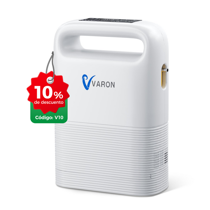 Concentrador de oxígeno portátil VARON VP-2 Pulse | 93 % de oxígeno, batería de larga duración, homologación CE