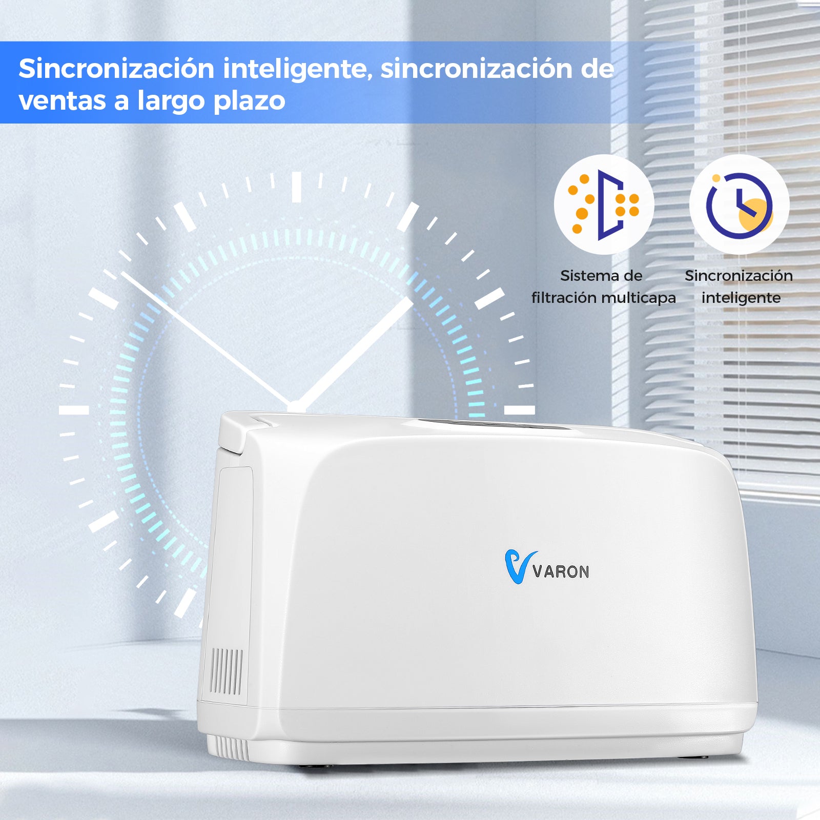 Utilice el concentrador de oxígeno VARON VL-1 mientras duerme para obtener un apoyo respiratorio nocturno silencioso y continuo.