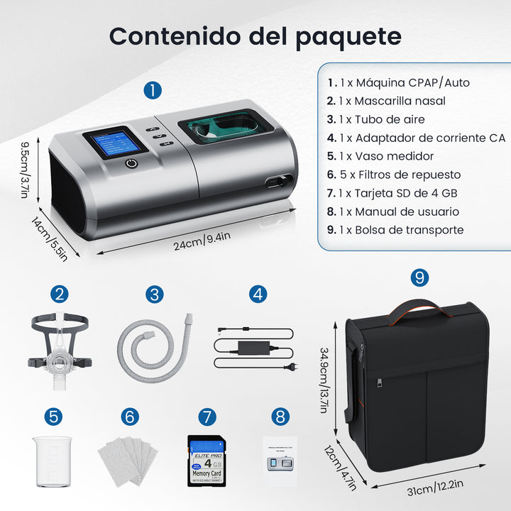 VARON DS-6 Auto CPAP | Tratamiento para Apnea del Sueño | Ajuste Automático de Presión, Fácil Uso | CE Médico
