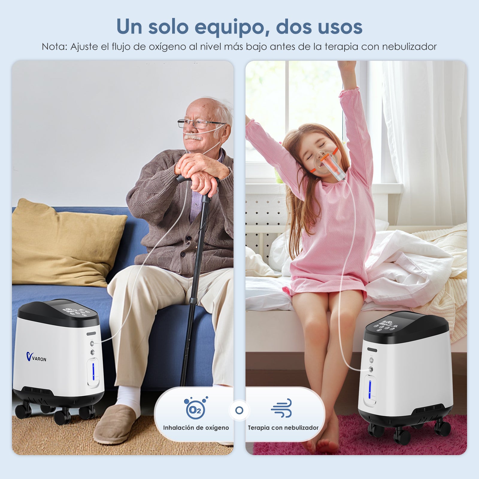 Concentrador de oxígeno doméstico VARON VH-2 PRO |  1-9 niveles (ajustable), funcionamiento 24 h, homologación CE