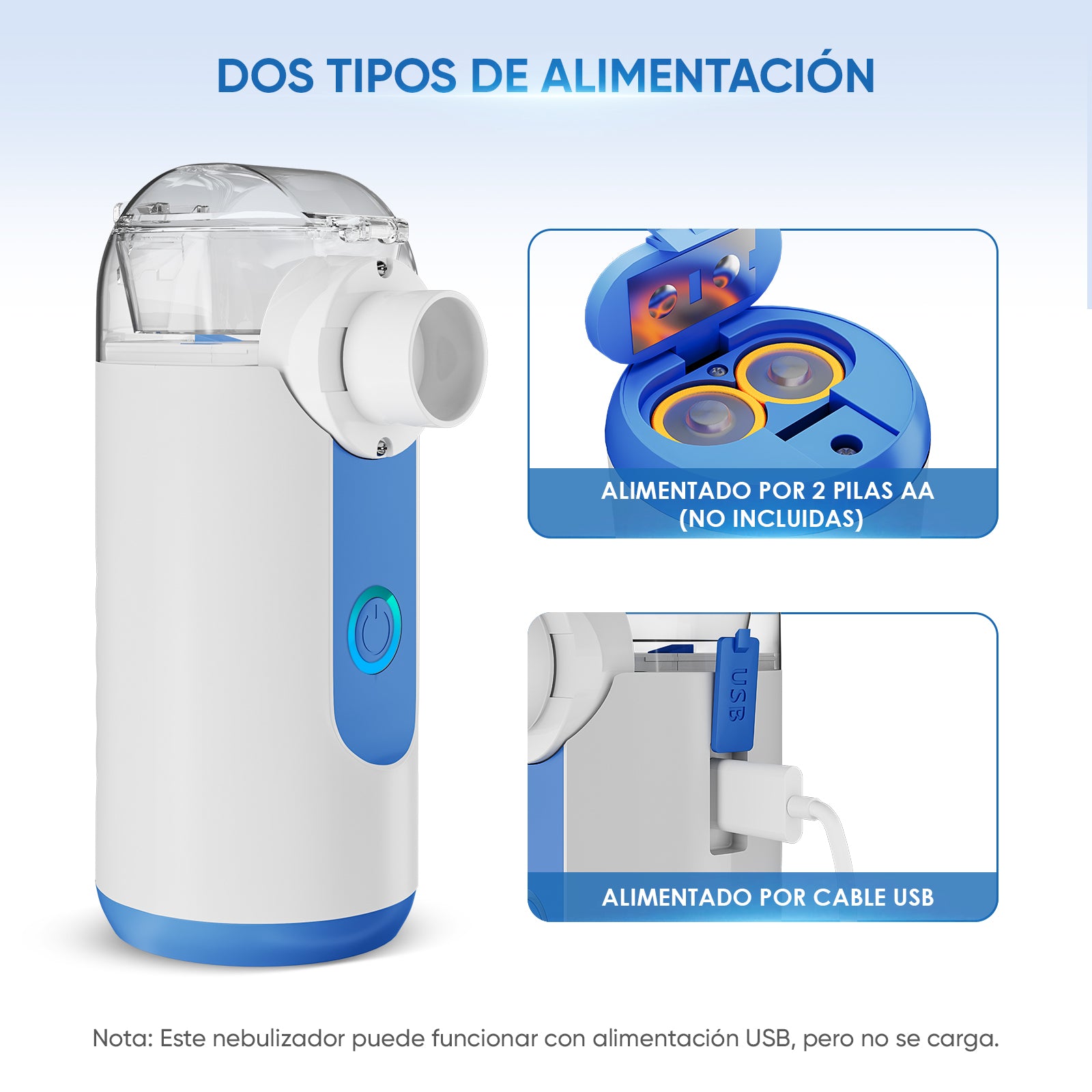 El atomizador Varon puede funcionar con alimentación USB, pero no es recargable.