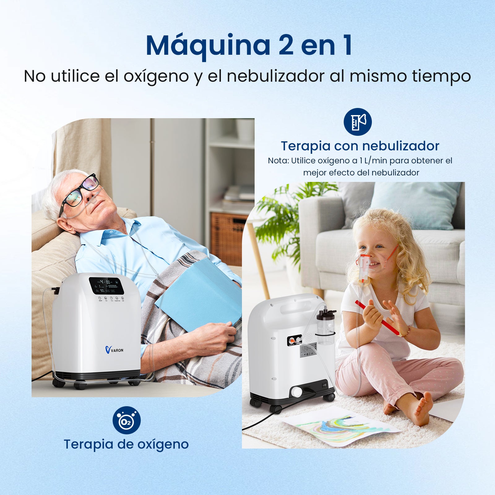 Terapia combinada 2 en 1: oxigenación y nebulización con el concentrador de oxígeno doméstico VARON VH-4
