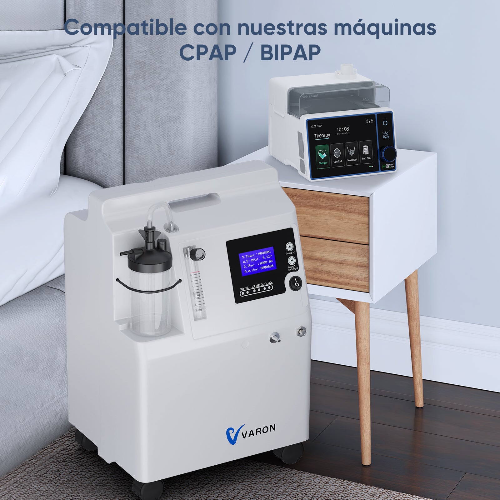 Concentrador de oxígeno continuo para el hogar VARON Serene 5, cuidado respiratorio integral, aprobado por la FDA