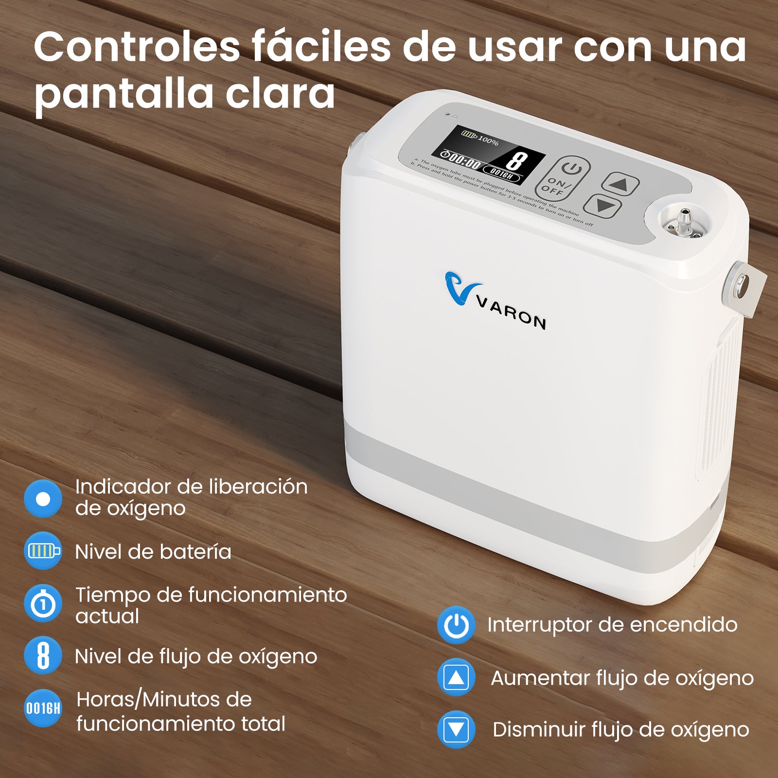 Preventa: New VARON VP-8G | Concentrador de Oxígeno Portátil de Flujo por Pulsos (niveles 1–8)