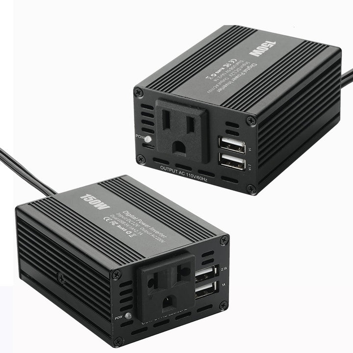 Inversor de coche de 150 W, doble USB, 3,1 A, convertidor de 12 V a 110 V/220 V