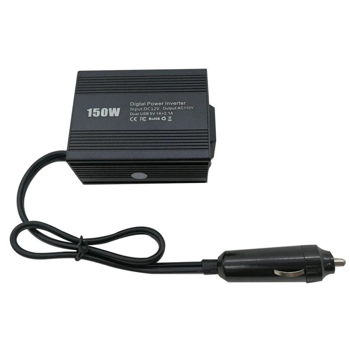 Inversor de coche de 150 W, doble USB, 3,1 A, convertidor de 12 V a 110 V/220 V