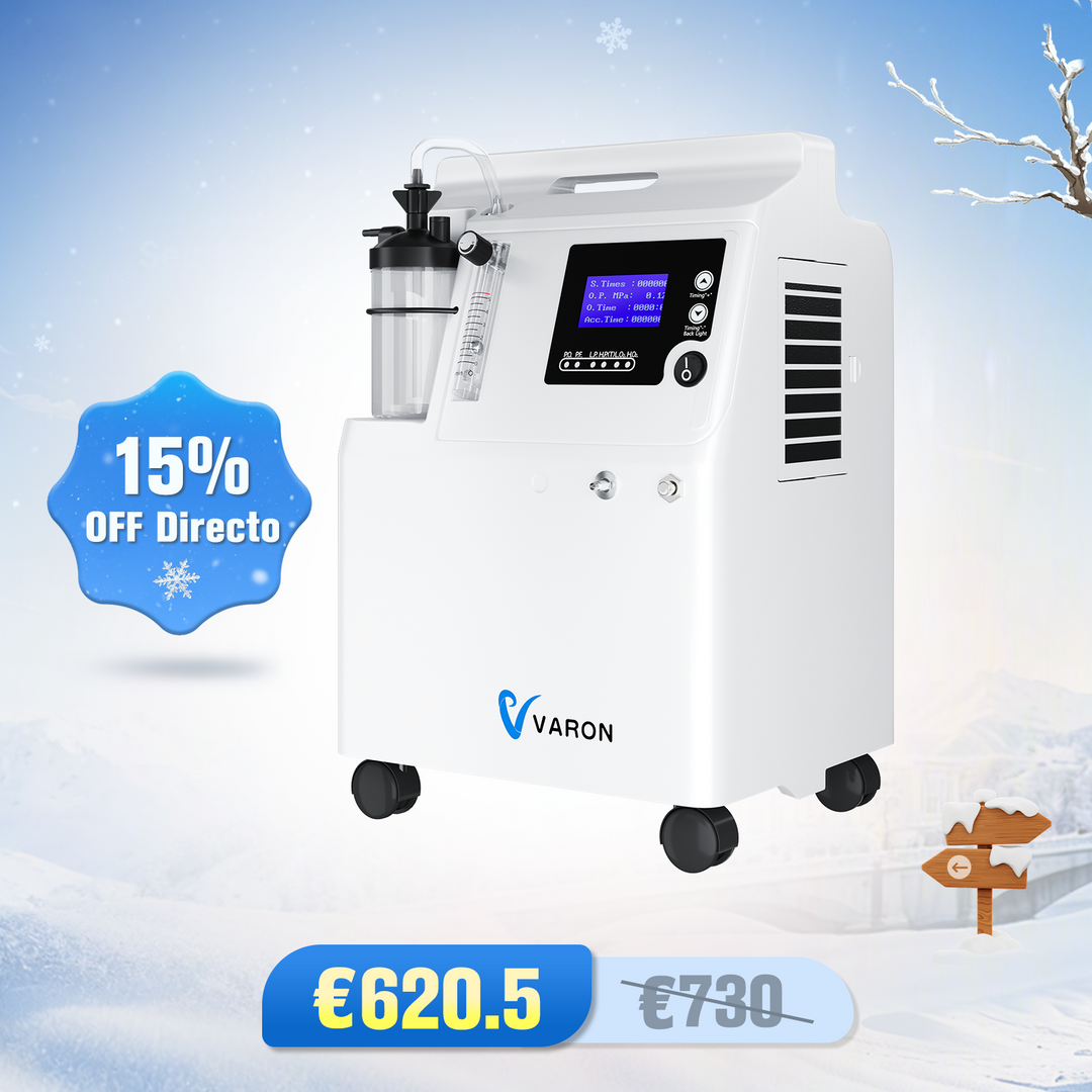Concentrador de oxigeno VARON Serene de 5 l | Funcionamiento 72 h. Aprobado por la FDA y la CE