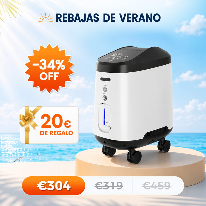 Concentrador de oxigeno doméstico VARON VH-2 PRO |  1-9 niveles (ajustable), funcionamiento 24 h, homologación CE
