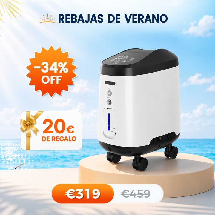 Concentrador de oxigeno doméstico VARON VH-2 PRO |  1-9 niveles (ajustable), funcionamiento 24 h, homologación CE