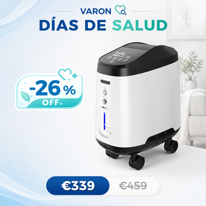 Concentrador de oxigeno doméstico VARON VH-2 PRO |  1-9 niveles (ajustable), funcionamiento 24 h, homologación CE