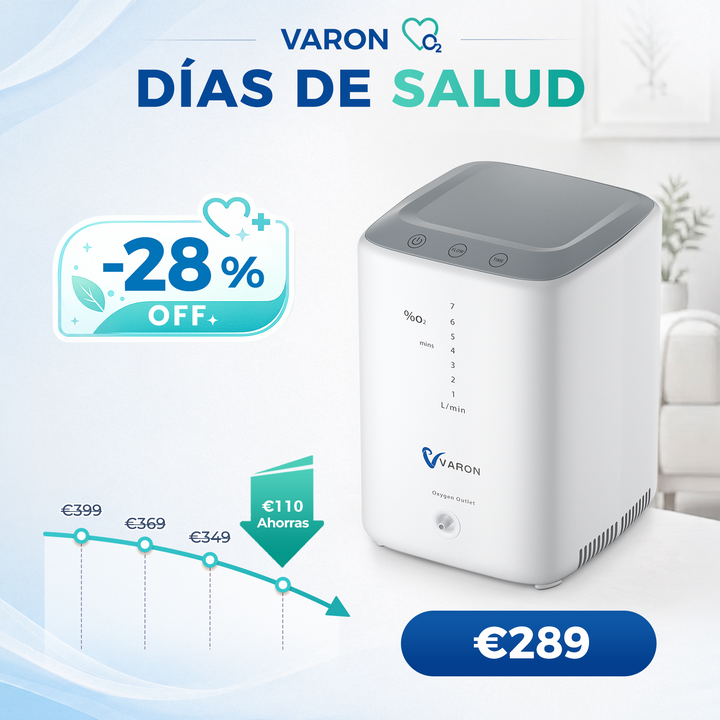 Concentrador de oxígeno doméstico VARON VH-3 | Terapia confortable de  1-7 niveles (ajustable), con certificación CE