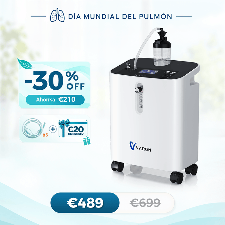 Concentrador de oxigeno doméstico VARON VH-3 PRO | Terapia confortable de  1-10 niveles (ajustable), con certificación CE