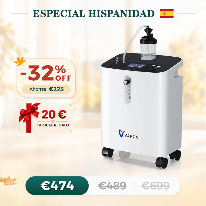 Concentrador de oxigeno doméstico VARON VH-3 PRO | Terapia confortable de  1-10 niveles (ajustable), con certificación CE