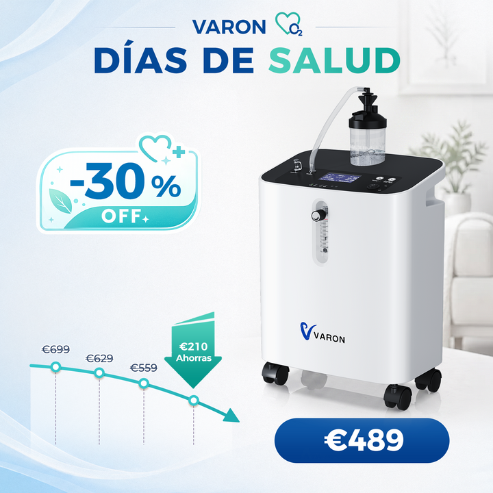Concentrador de oxigeno doméstico VARON VH-3 PRO | Terapia confortable de  1-10 niveles (ajustable), con certificación CE