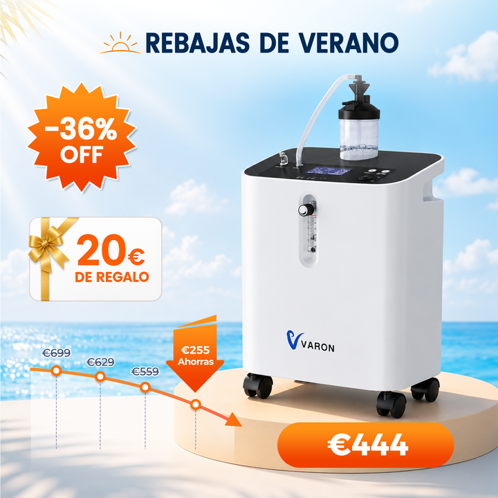 Concentrador de oxigeno doméstico VARON VH-3 PRO | Terapia confortable de  1-10 niveles (ajustable), con certificación CE