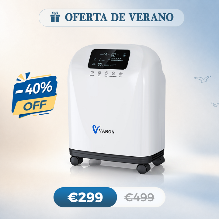 Concentrador de oxígeno doméstico VARON VH-4 | Terapia confortable de 1-9 niveles (ajustable), con certificación CE