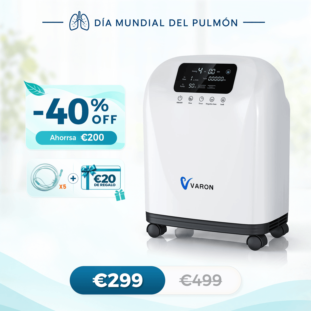 Concentrador de oxígeno doméstico VARON VH-4 | Terapia confortable de 1-9 niveles (ajustable), con certificación CE