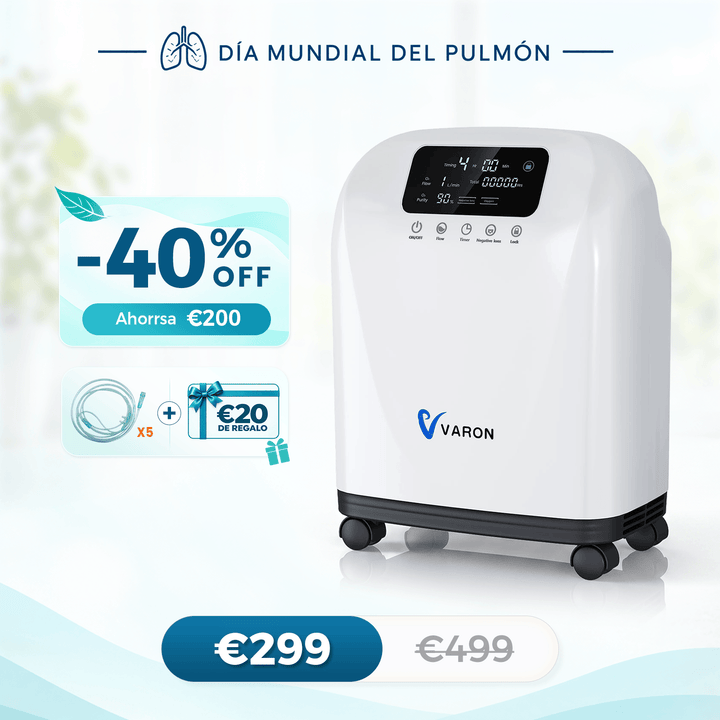 Concentrador de oxígeno doméstico VARON VH-4 | Terapia confortable de 1-9 niveles (ajustable), con certificación CE