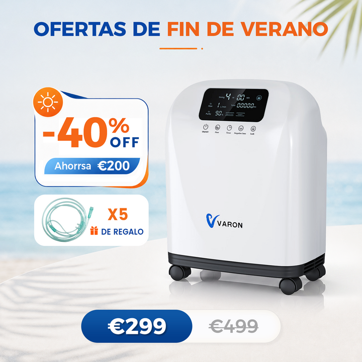 Concentrador de oxígeno doméstico VARON VH-4 | Terapia confortable de 1-9 niveles (ajustable), con certificación CE