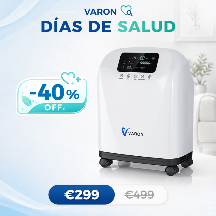 Concentrador de oxígeno doméstico VARON VH-4 | Terapia confortable de 1-9 niveles (ajustable), con certificación CE