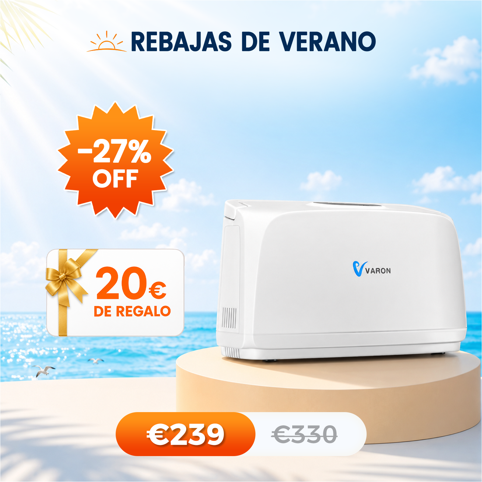 Concentrador de oxígeno pulsátil VARON VL-1 | Ideal para movilidad, con certificación CE