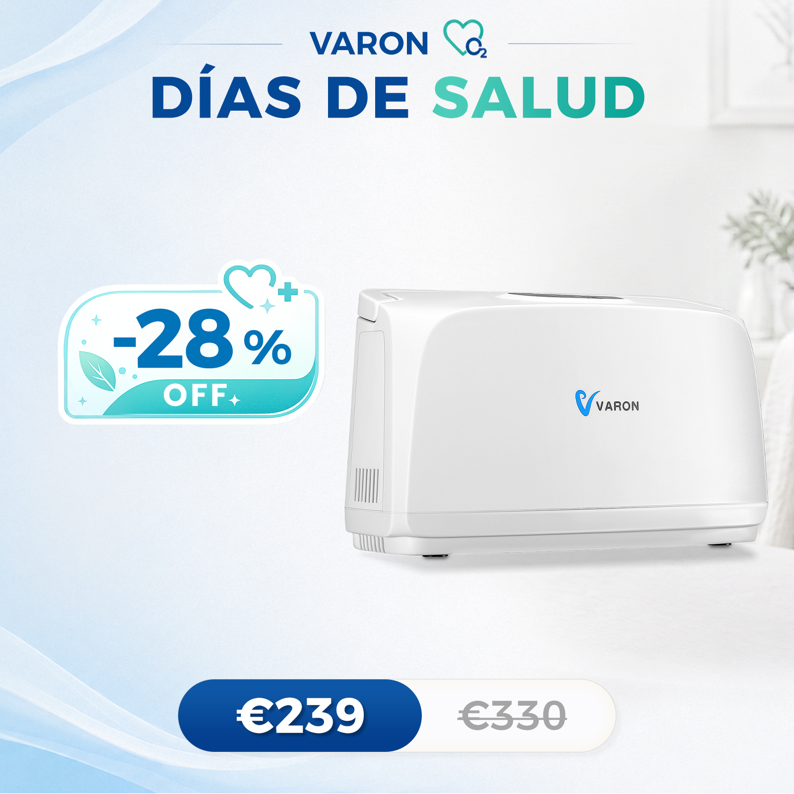Concentrador de oxígeno pulsátil VARON VL-1 | Ideal para movilidad, con certificación CE