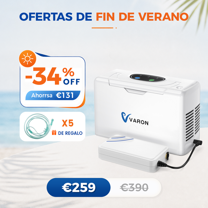 Concentrador de oxigeno portátil continuo VARON VL-2 Light de 3 l/min, con certificación CE