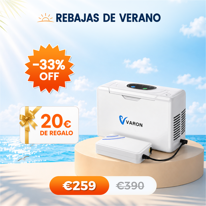 Concentrador de oxigeno portátil continuo VARON VL-2 Light de 3 l/min, con certificación CE