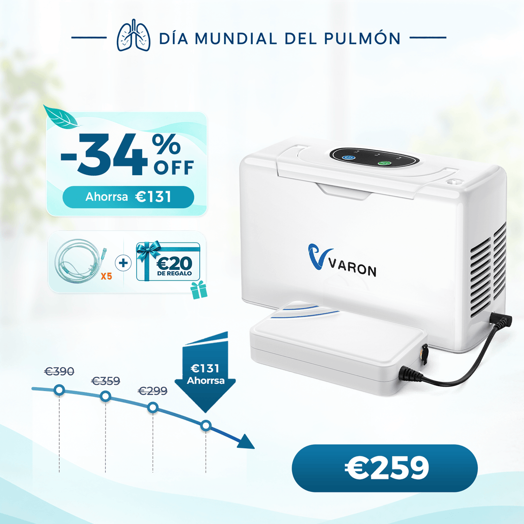 Concentrador de oxigeno portátil continuo VARON VL-2 Light de 3 l/min, con certificación CE