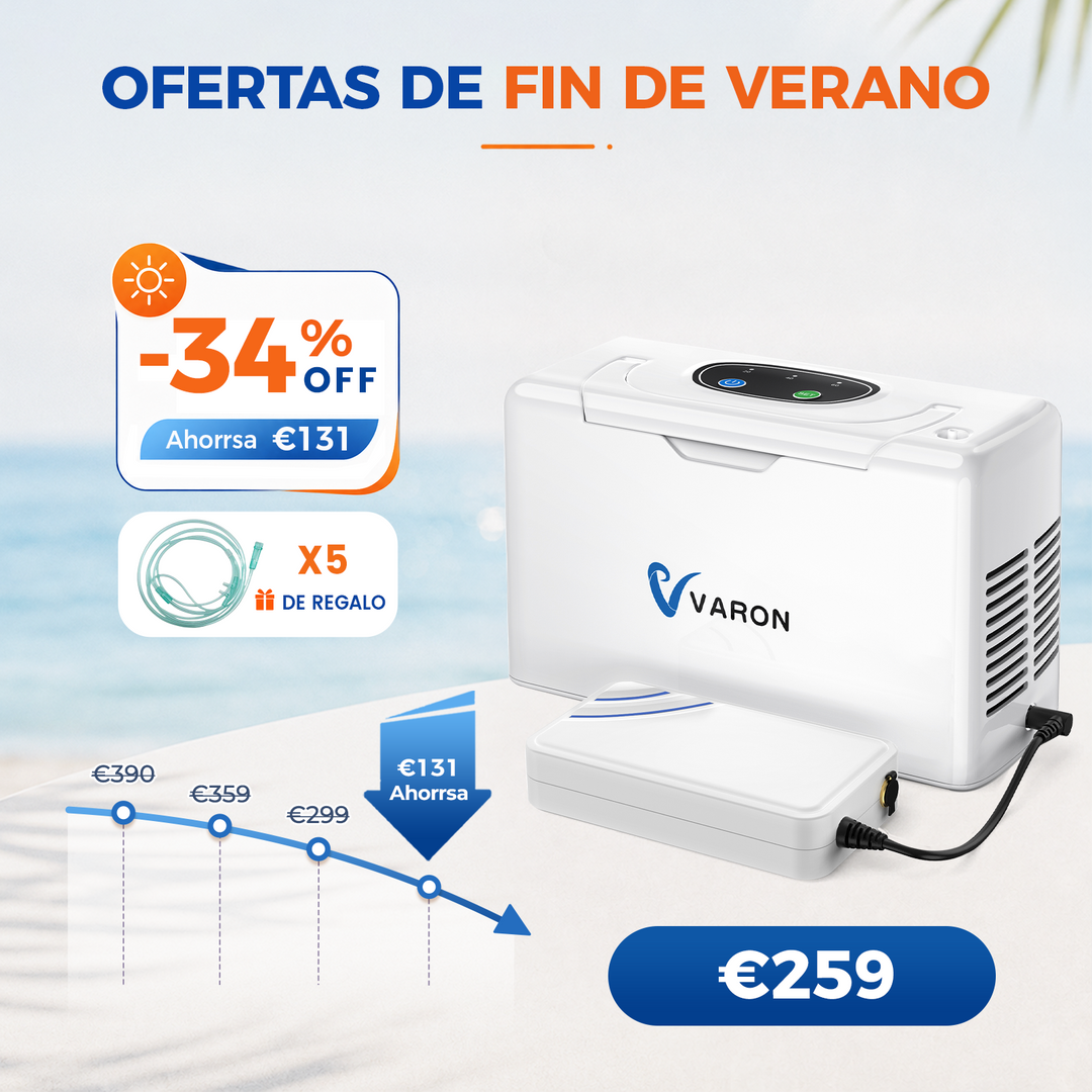 Concentrador de oxigeno portátil continuo VARON VL-2 Light de 3 l/min, con certificación CE