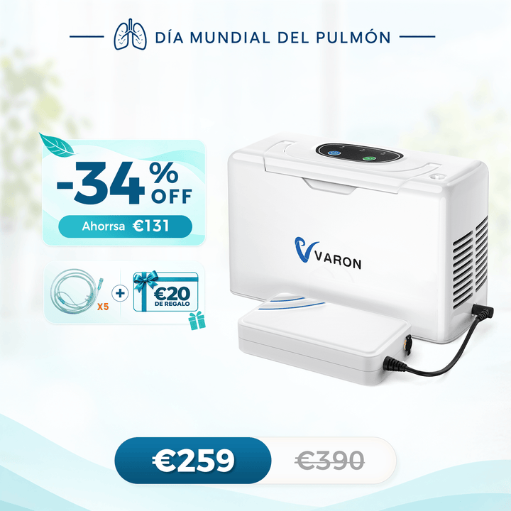 Concentrador de oxigeno portátil continuo VARON VL-2 Light de 3 l/min, con certificación CE