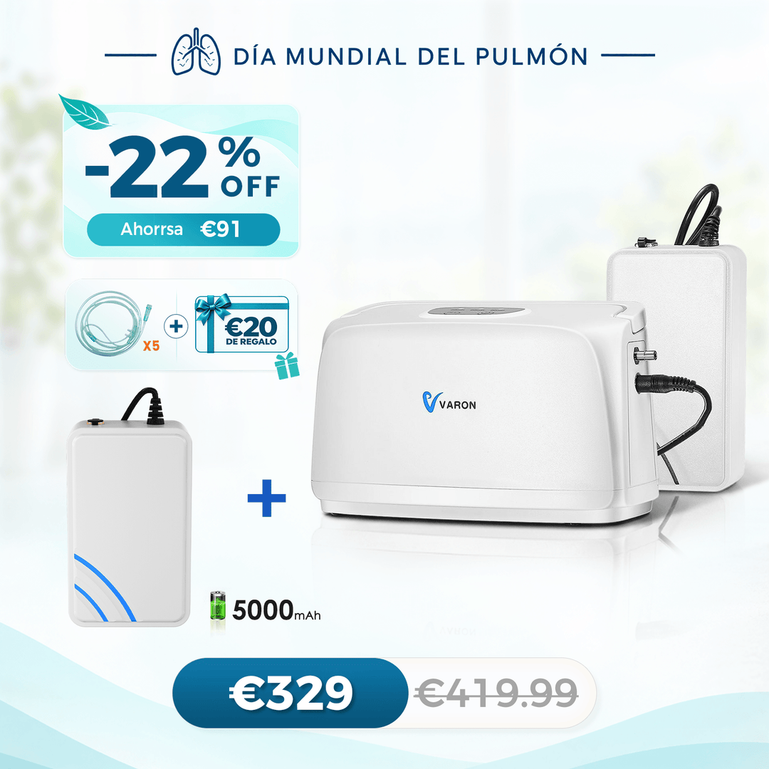 Concentrador de oxígeno pulsátil VARON VL-1 | Ideal para movilidad, con certificación CE