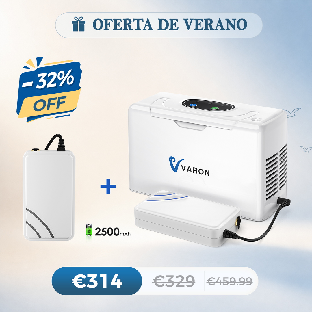 Concentrador de oxigeno portátil continuo VARON VL-2 Light de 3 l/min, con certificación CE