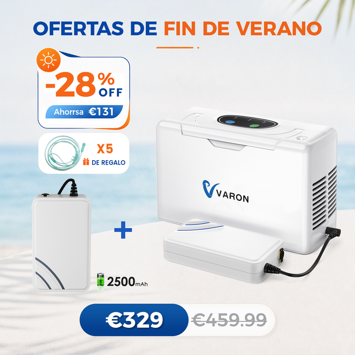 Concentrador de oxigeno portátil continuo VARON VL-2 Light de 3 l/min, con certificación CE