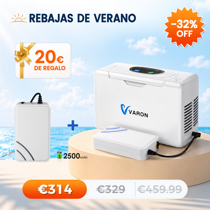 Concentrador de oxigeno portátil continuo VARON VL-2 Light de 3 l/min, con certificación CE