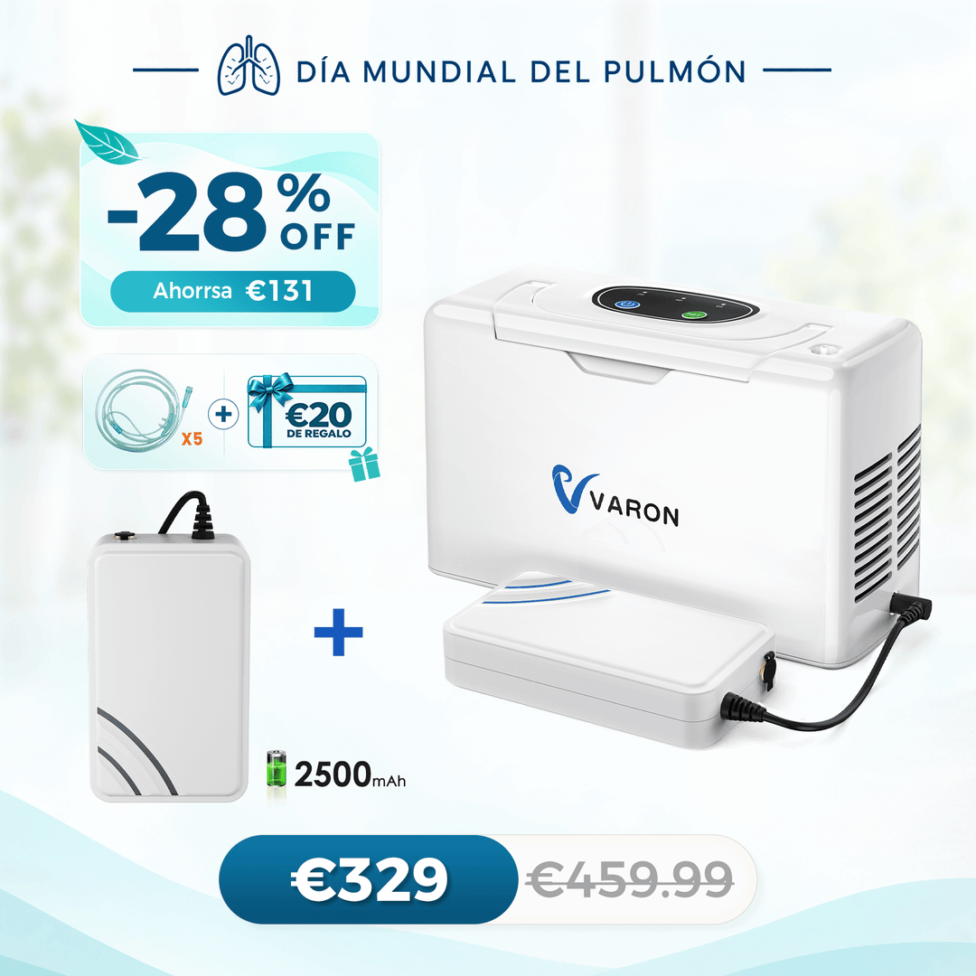 Concentrador de oxigeno portátil continuo VARON VL-2 Light de 3 l/min, con certificación CE