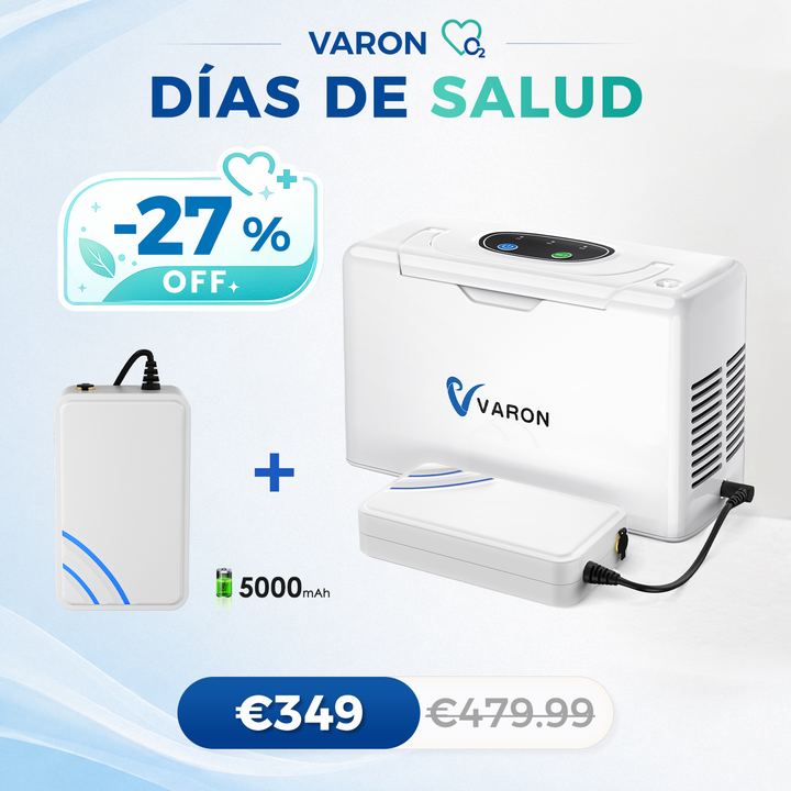 Concentrador de oxigeno portátil continuo VARON VL-2 Light de 3 l/min, con certificación CE