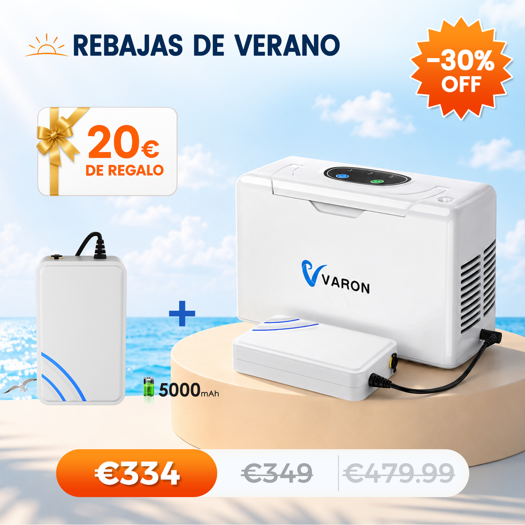Concentrador de oxigeno portátil continuo VARON VL-2 Light de 3 l/min, con certificación CE