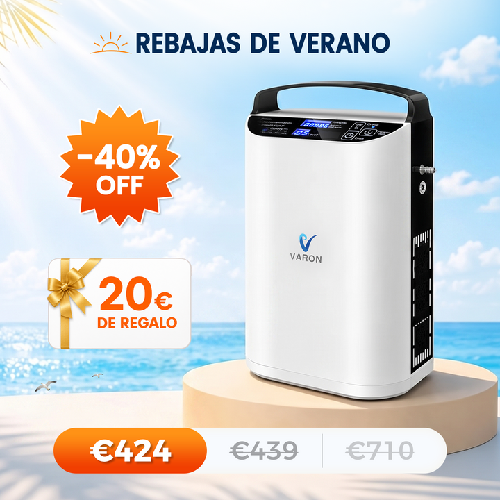 Concentrador de oxigeno portátil VARON VP-1 Pulse | Funcionamiento 24 horas, homologación CE
