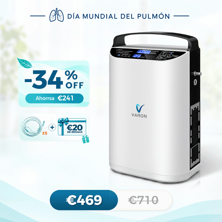 Concentrador de oxigeno portátil VARON VP-1 Pulse | Funcionamiento 24 horas, homologación CE