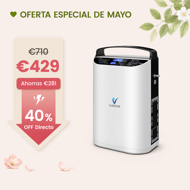 Concentrador de oxigeno portátil VARON VP-1 Pulse | Funcionamiento 24 horas, homologación CE