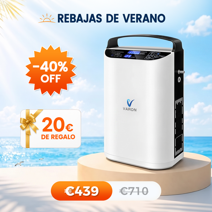 Concentrador de oxigeno portátil VARON VP-1 Pulse | Funcionamiento 24 horas, homologación CE