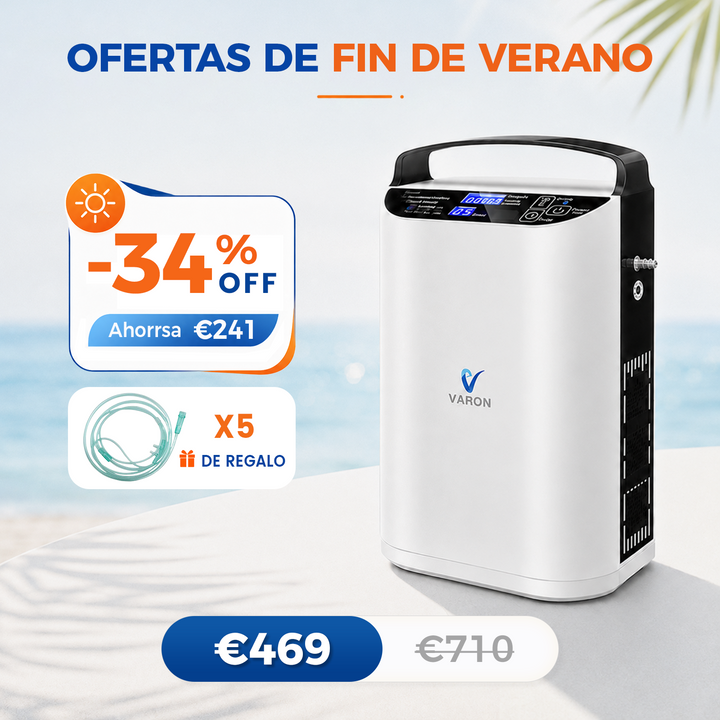 Concentrador de oxigeno portátil VARON VP-1 Pulse | Funcionamiento 24 horas, homologación CE